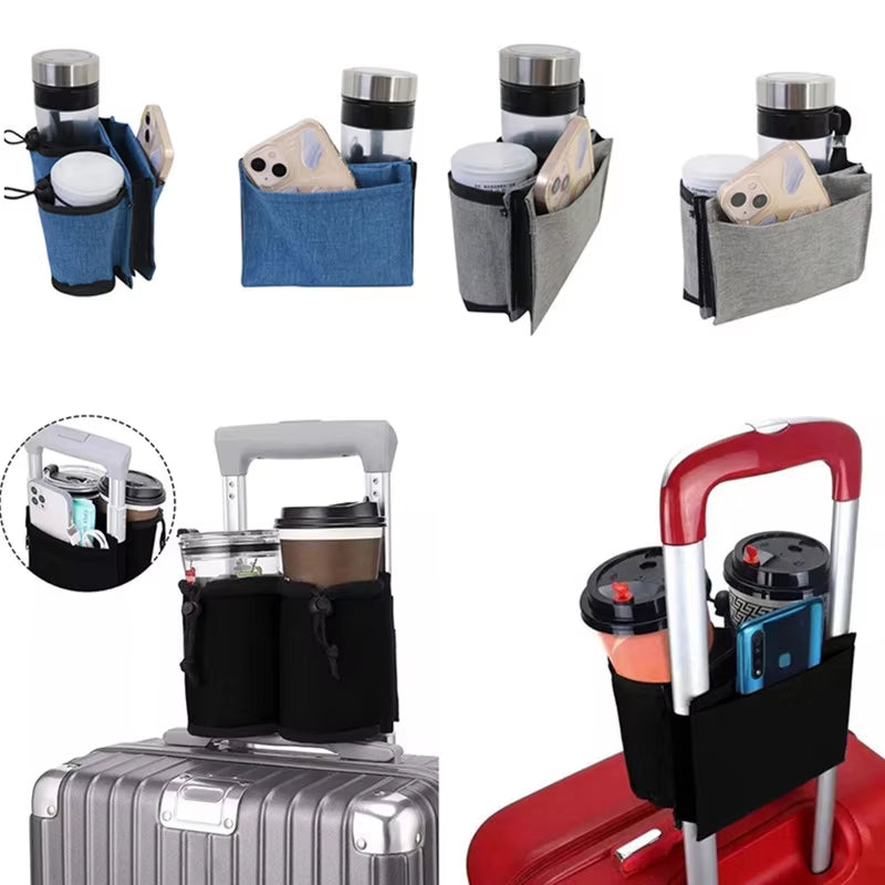 Luggage Travel Cup Holder Durable Free Hand Travel Luggage Drink Bottle Bag Travel Cup Storage Bag Fits All Suitcase Handles