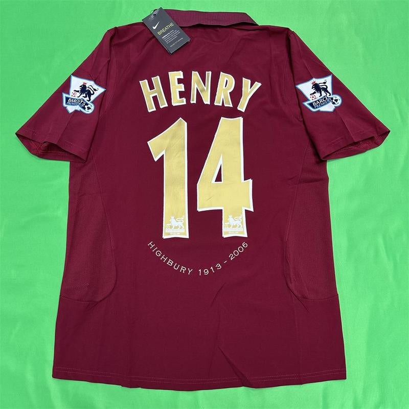 Nike 0506 Arsenal Commemorative Retro Red Short Sleeve Top HENRY No.14 Soccer Jerseys Quick Drying